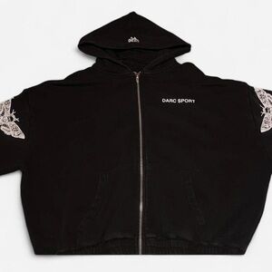 Darc Sport Black Zip-Up Hoodie with Death Moth on sleeves